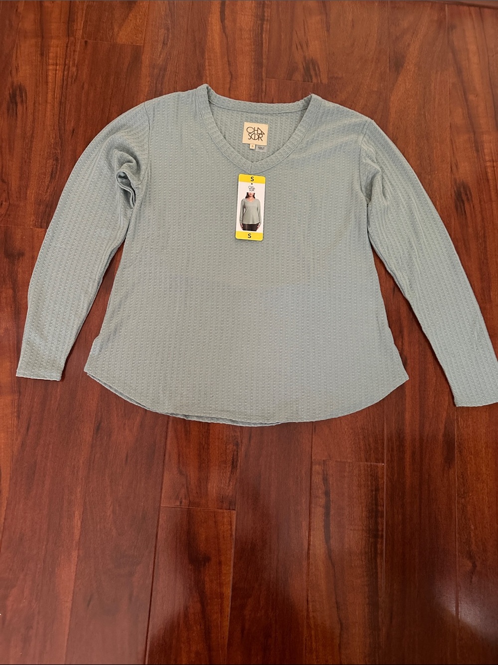🆕 Chaser Light Blue Ribbed V-Neck Sweater - Picture 3 of 3